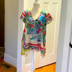 VINTAGE Small Silk Johnny Was Tunic/Top